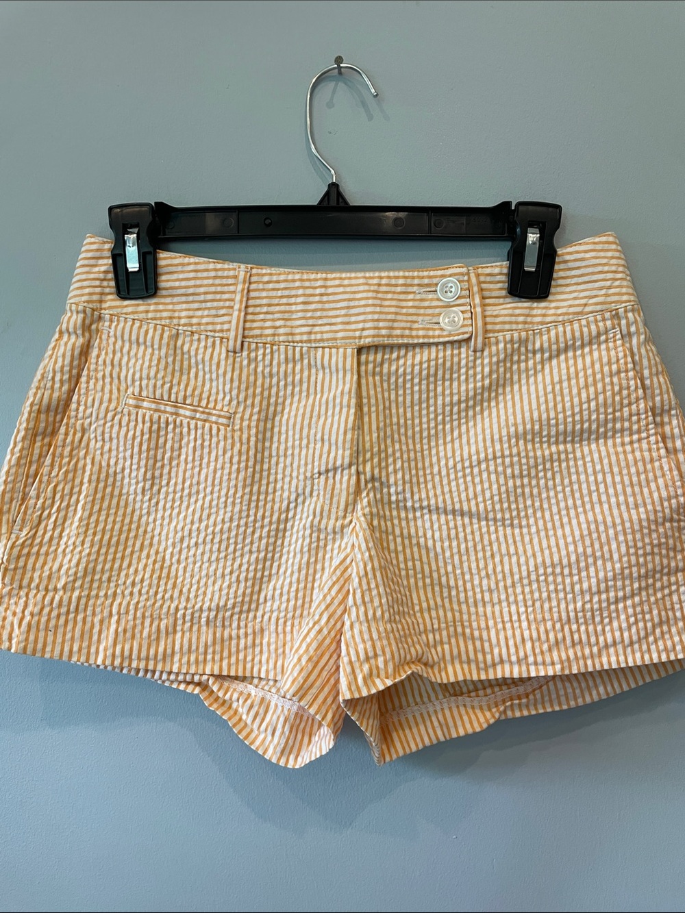 Striped Orange -White Women's Seersucker Shorts size 2 like new